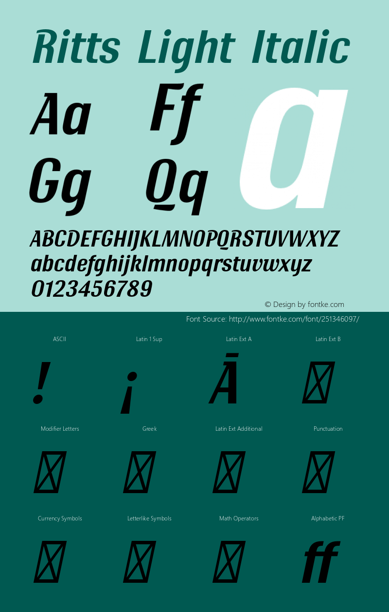 Ritts-LightItalic Version 1.001图片样张