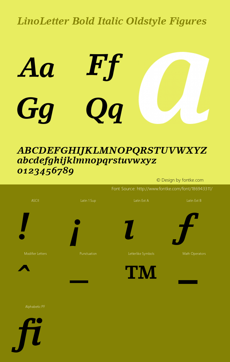 LinoLetter Bold Italic Oldstyle Figures 001.000图片样张