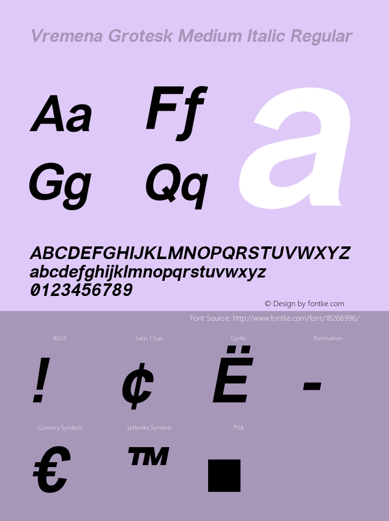 Vremena Grotesk Medium Italic Regular Version 001.001图片样张