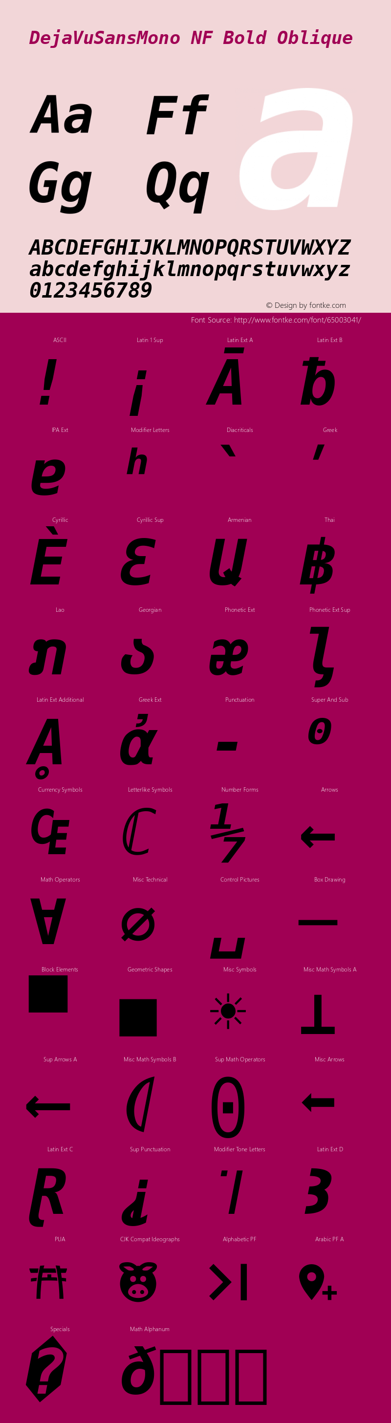 DejaVu Sans Mono Bold Oblique Nerd Font Complete Mono Windows Compatible Version 2.37图片样张