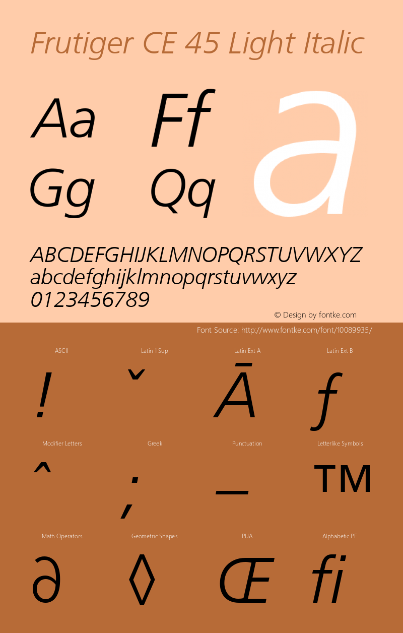 Frutiger CE 45 Light Italic 001.000图片样张