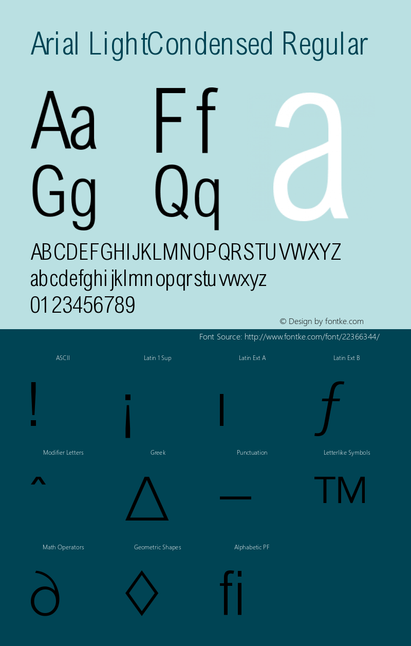 Arial-LgtCnd 4.0图片样张