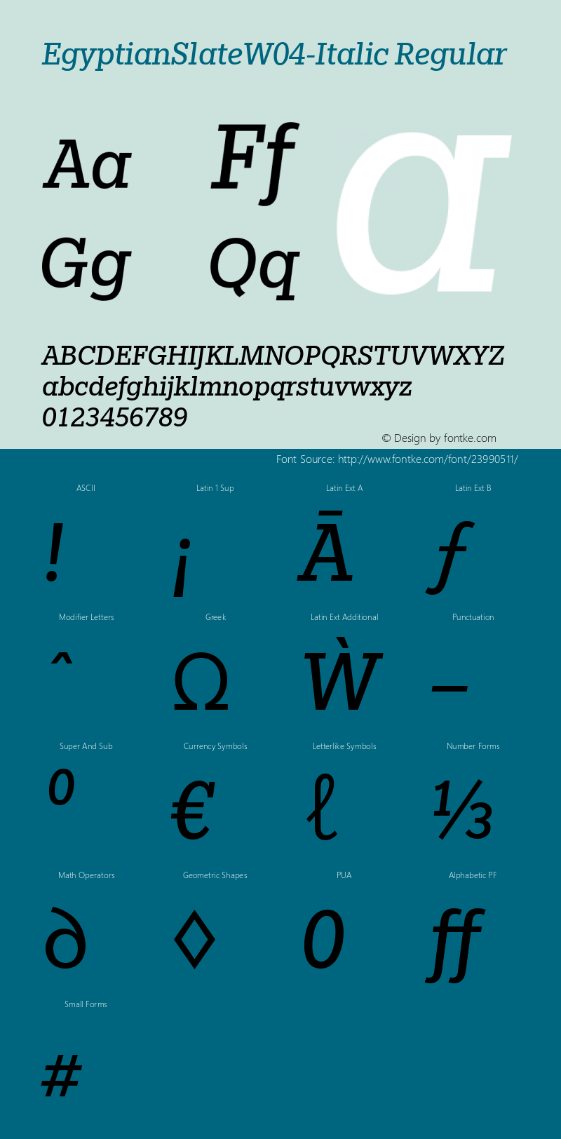 Egyptian Slate W04 Italic Version 1.00图片样张