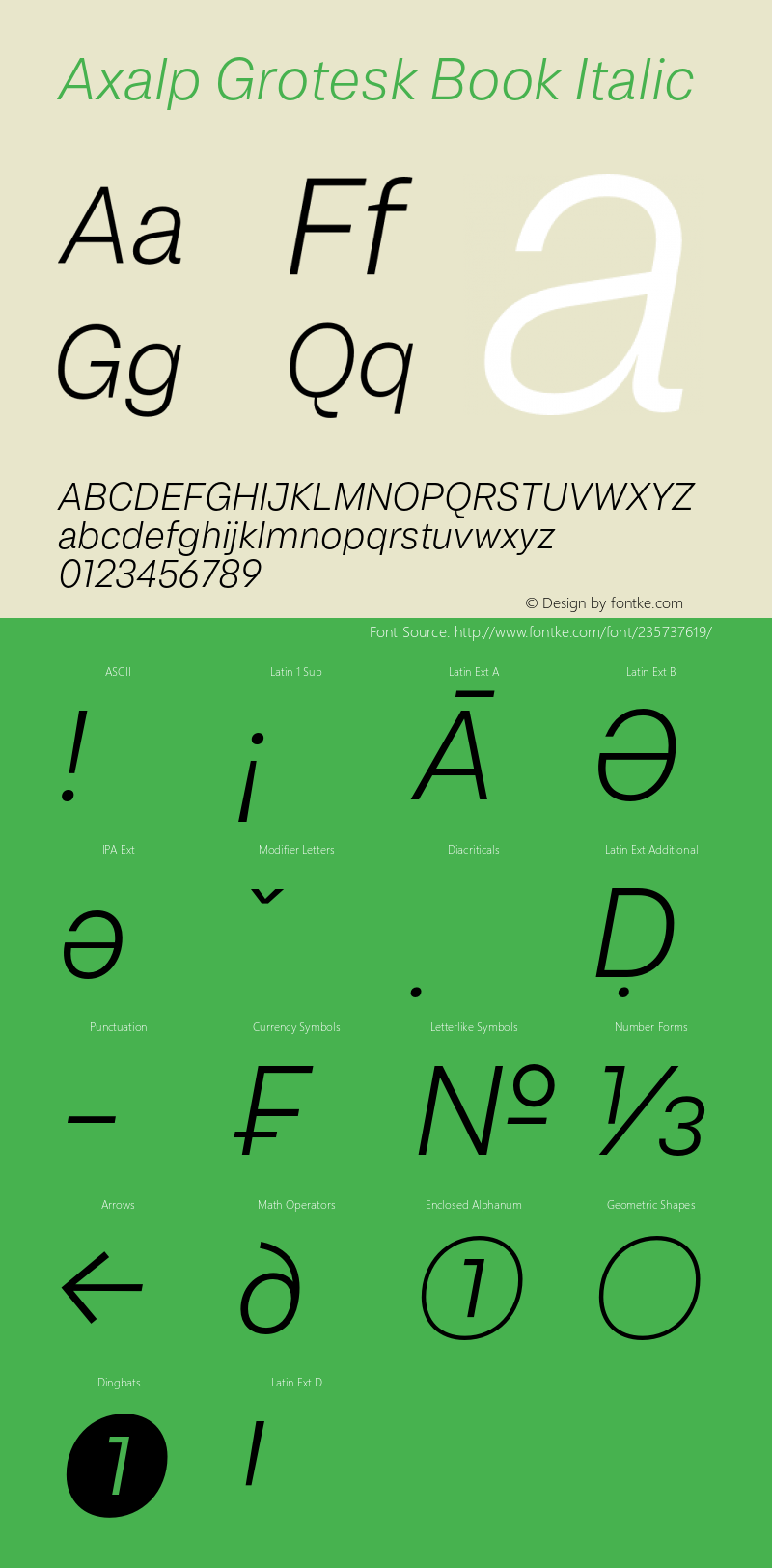 Axalp Grotesk Book Italic Version 1.000;PS 001.000;hotconv 1.0.88;makeotf.lib2.5.64775图片样张