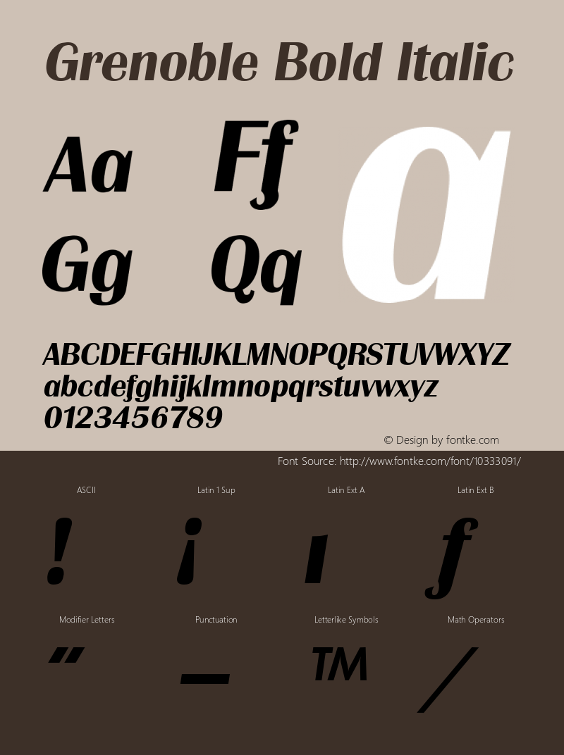 Grenoble Bold Italic Altsys Fontographer 3.5  4/13/93图片样张