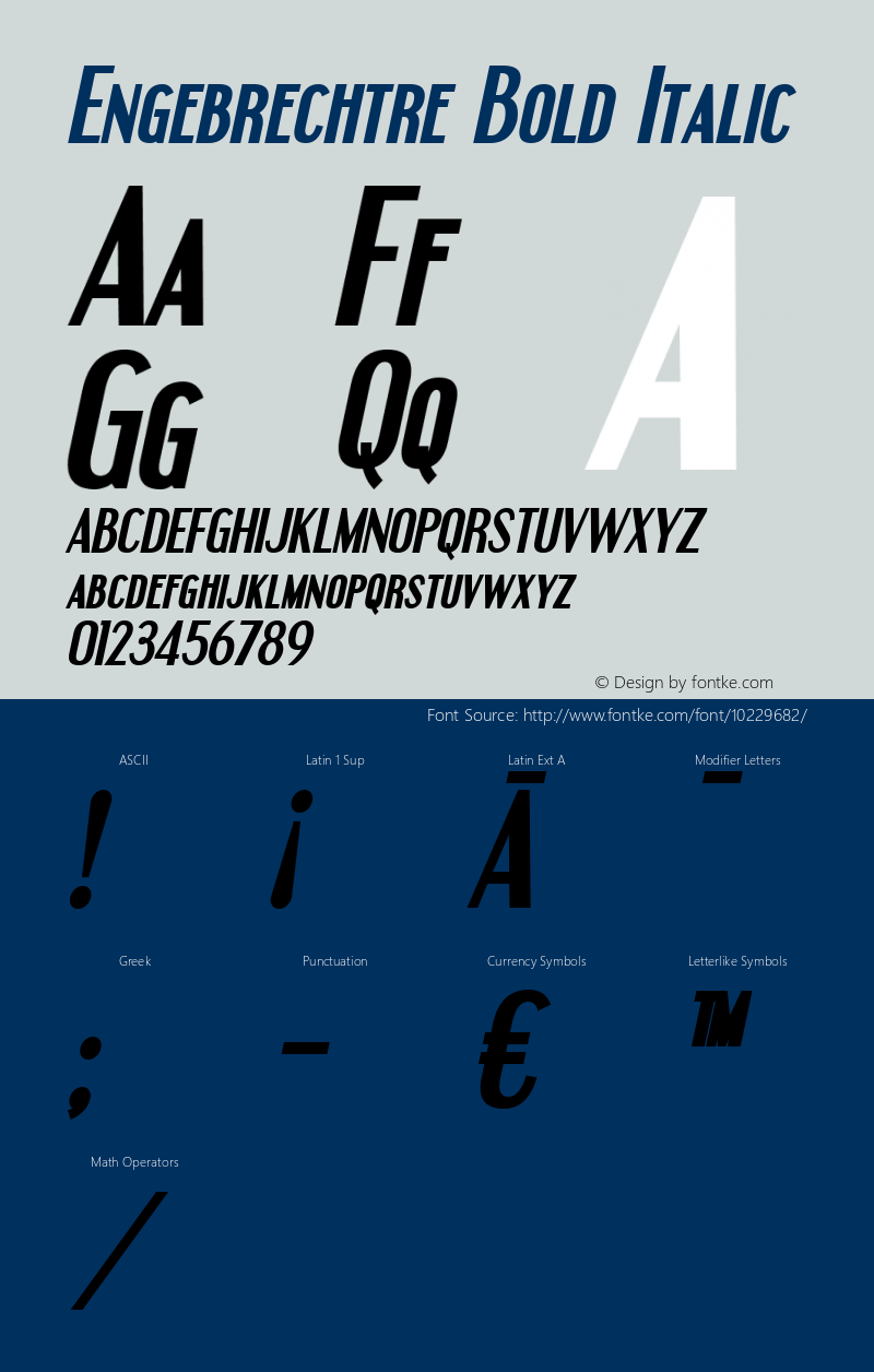 Engebrechtre Bold Italic Version 2.000 2004图片样张