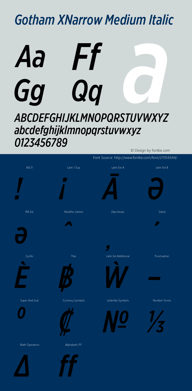 GothamXNarrow-MediumItalic Version 3.301图片样张