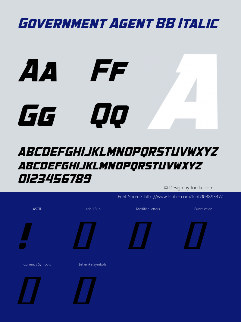 Government Agent BB Italic Version 1.000图片样张