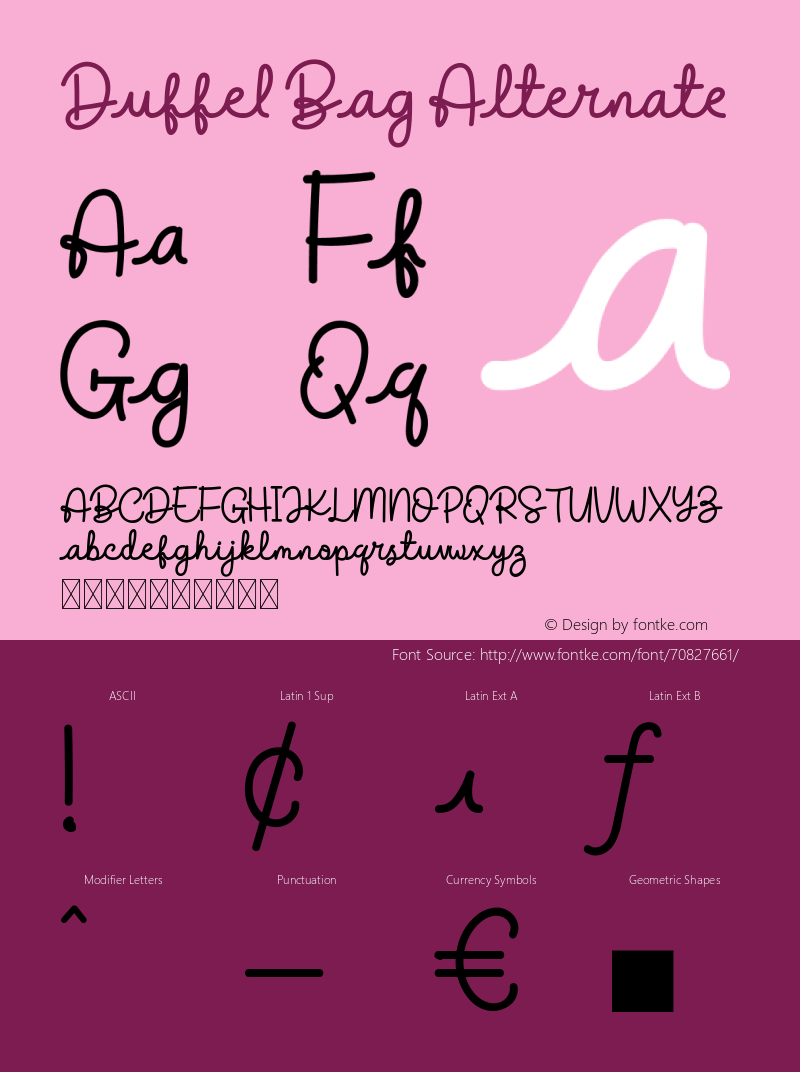 Duffel Bag Alternate Regular Webfont Version 1.001;Fontself Maker 3.5.1图片样张