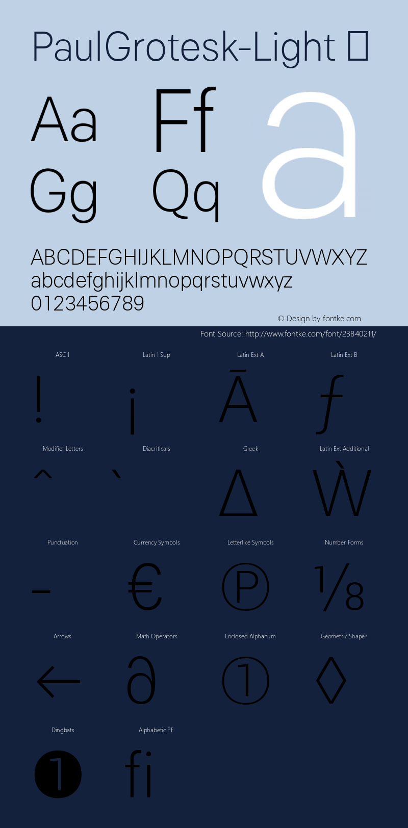 ☞PaulGrotesk-Light Version 1.000;PS 001.000;hotconv 1.0.88;makeotf.lib2.5.64775;com.myfonts.easy.artill-typs.paul-grotesk.light.wfkit2.version.4BUz图片样张