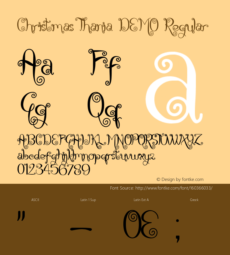 Christmas Thania DEMO Version 1.00;November 23, 2020;FontCreator 12.0.0.2567 64-bit图片样张