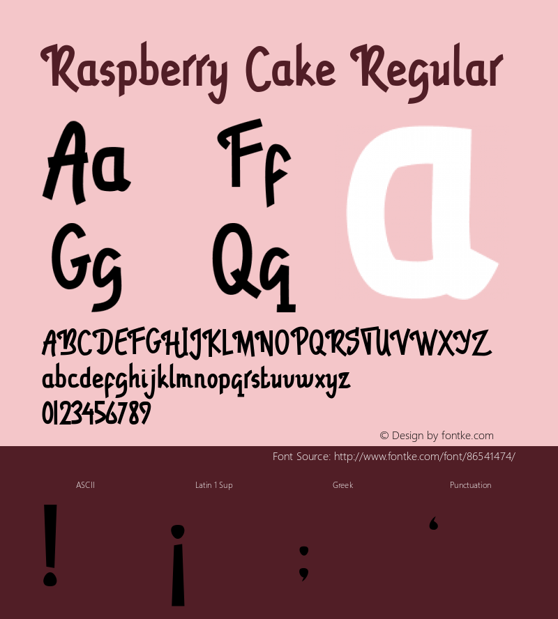 Raspberry Cake Version 1.00;October 1, 2020;FontCreator 11.5.0.2427 32-bit图片样张