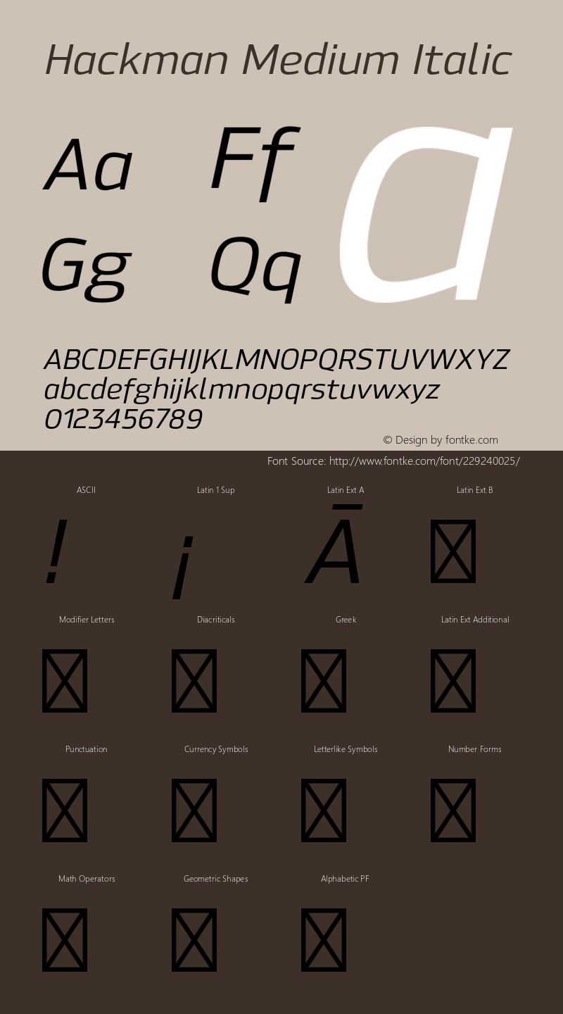 Hackman Medium Italic Version 1.001;PS 001.001;hotconv 1.0.70;makeotf.lib2.5.58329图片样张