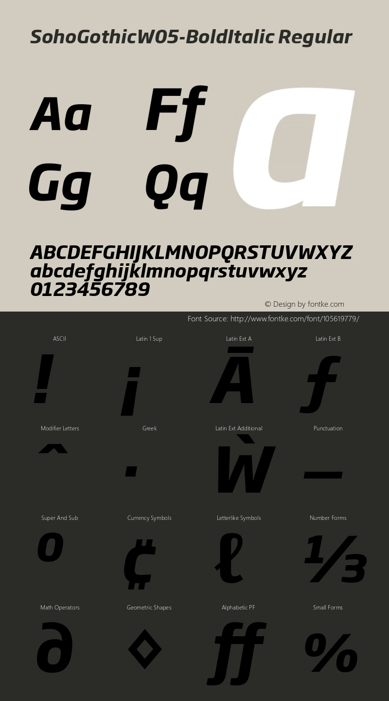 Soho Gothic W05 Bold Italic Version 1.00图片样张