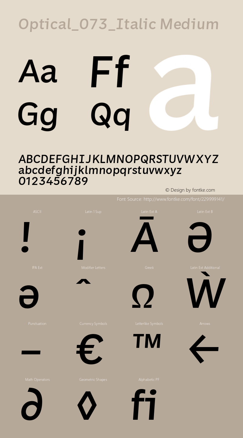 Optical_073_Italic Medium Version 1.073;FEAKit 1.0图片样张