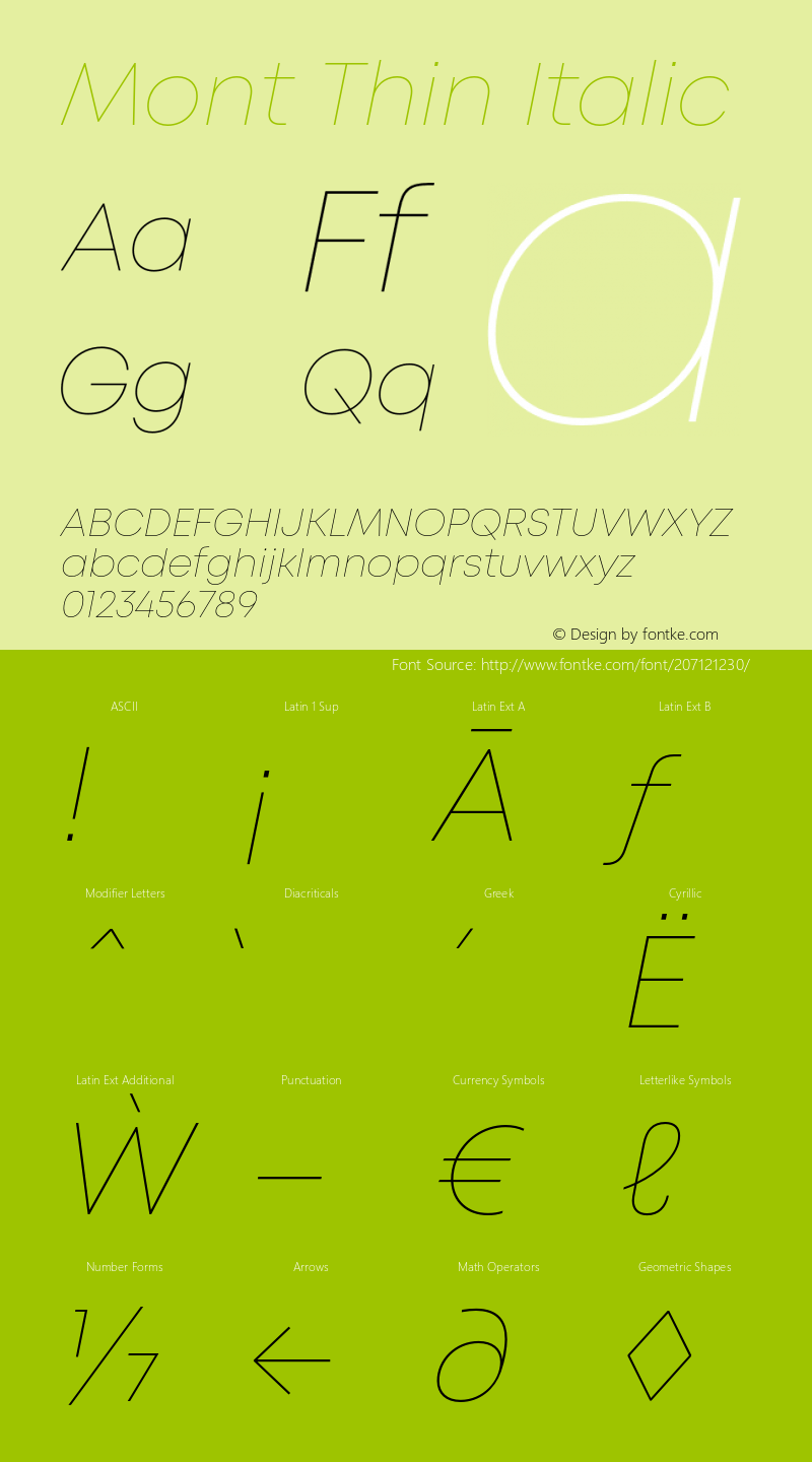 Mont Thin Italic Version 1.003;PS 001.003;hotconv 1.0.88;makeotf.lib2.5.64775图片样张