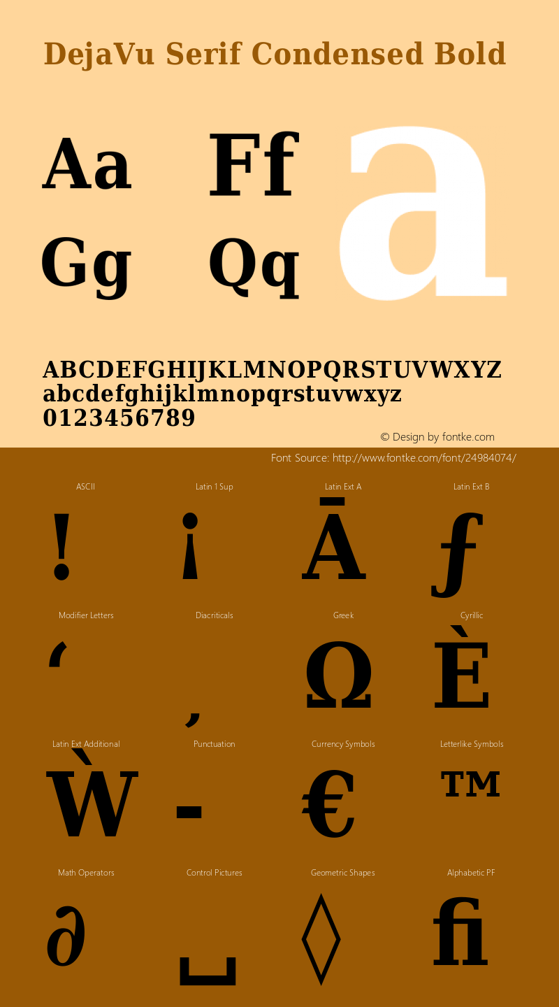 DejaVu Serif Condensed Bold Version 1.9图片样张