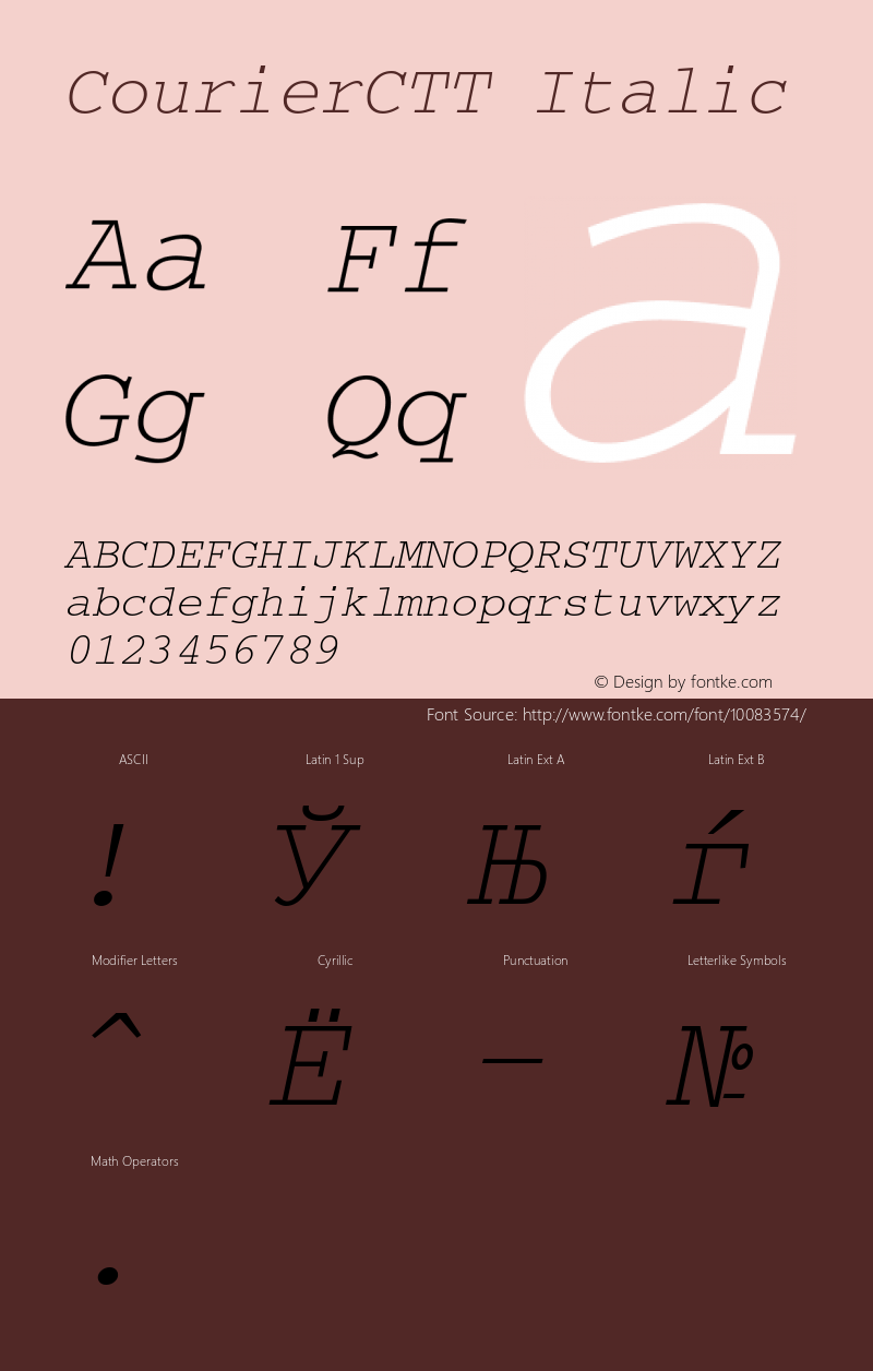 CourierCTT Italic TrueType Maker version 1.10.00图片样张