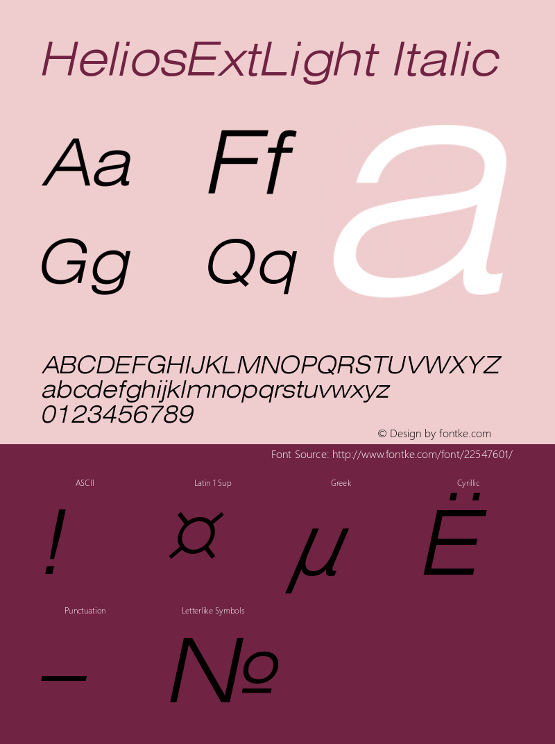 HeliosExtLight Italic Version 001.001图片样张