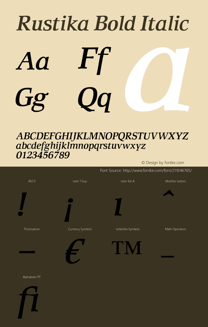 Rustika Bold Italic Version 1.00图片样张