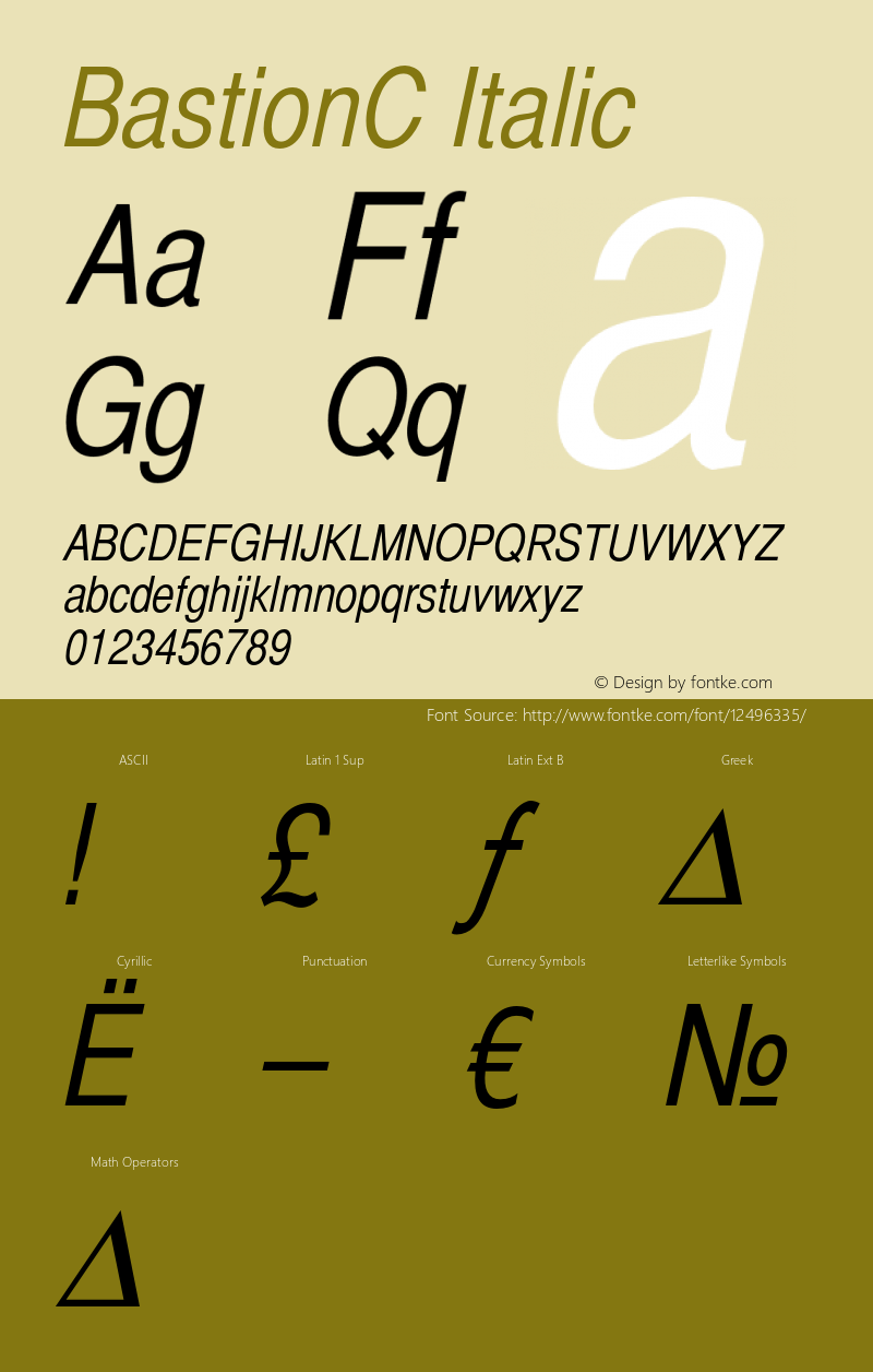 BastionC Italic OTF 1.0;PS 001.000;Core 116;AOCW 1.0 161图片样张