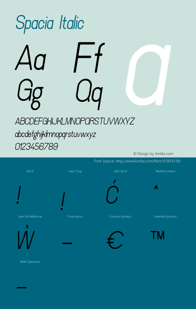 Spacia Italic Version 1.000图片样张