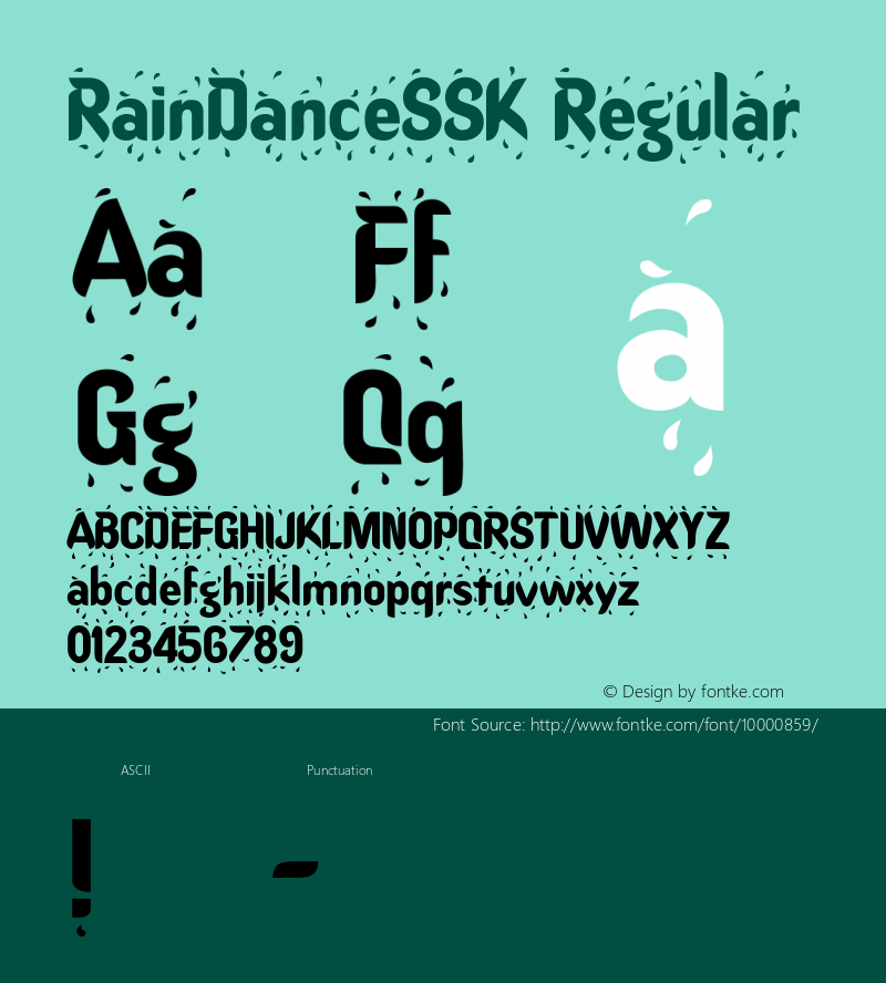 RainDanceSSK Regular Macromedia Fontographer 4.1 8/13/95图片样张