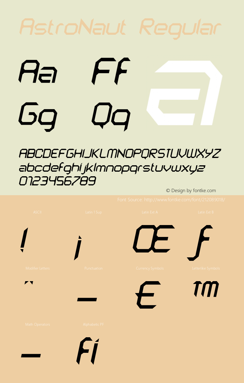 AstroNaut RegularItalic Version 1.101;PS 1.100;hotconv 1.0.38图片样张