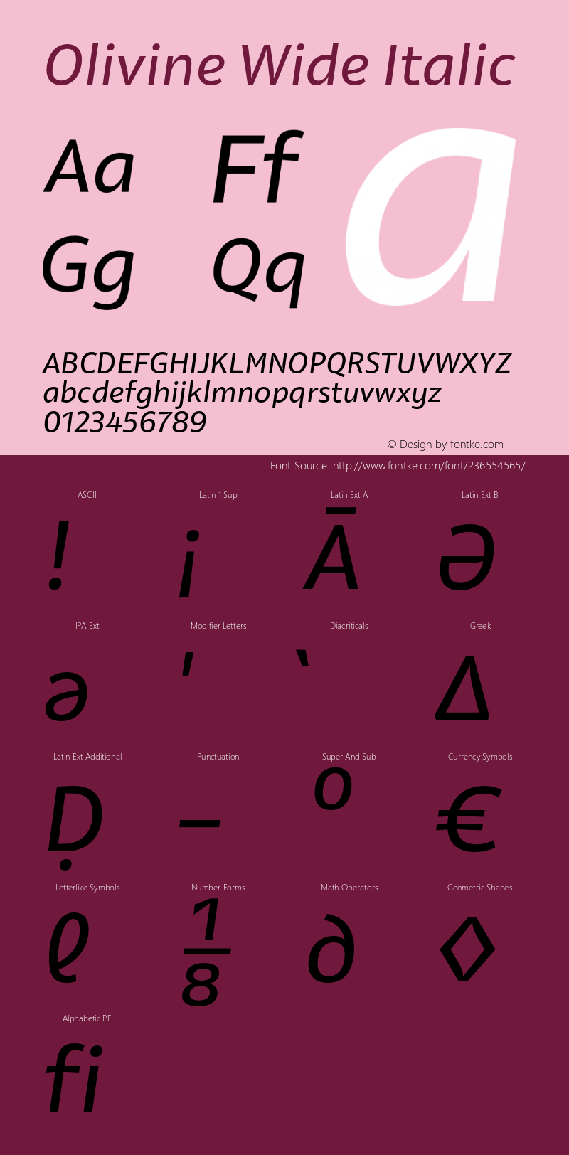 Olivine Wide Italic Version 1.000;PS 001.000;hotconv 1.0.88;makeotf.lib2.5.64775图片样张