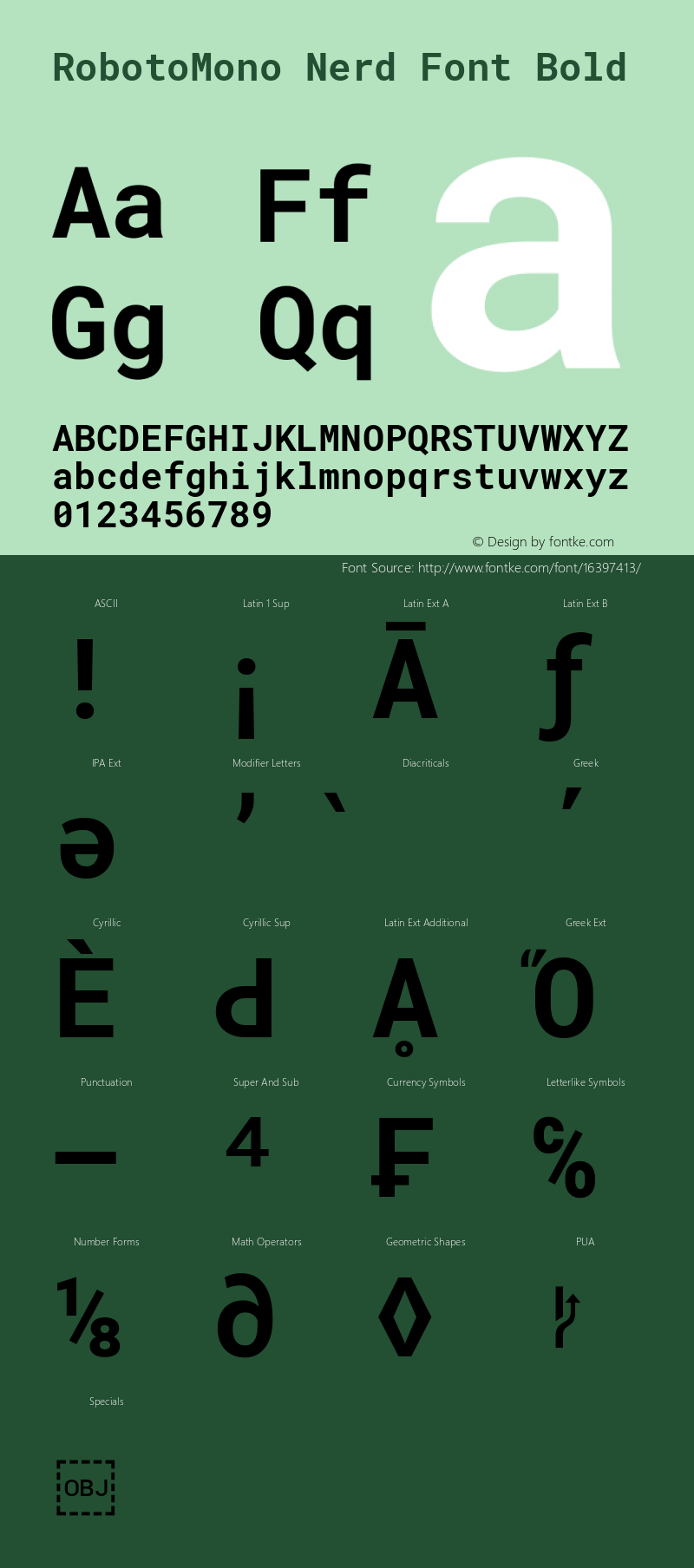 RobotoMono Nerd Font Bold Version 2.000986; 2015; ttfautohint (v1.3)图片样张