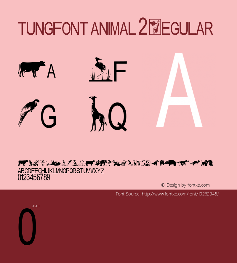 tungfont animal 2 Regular 2000; 1.1, initial release图片样张