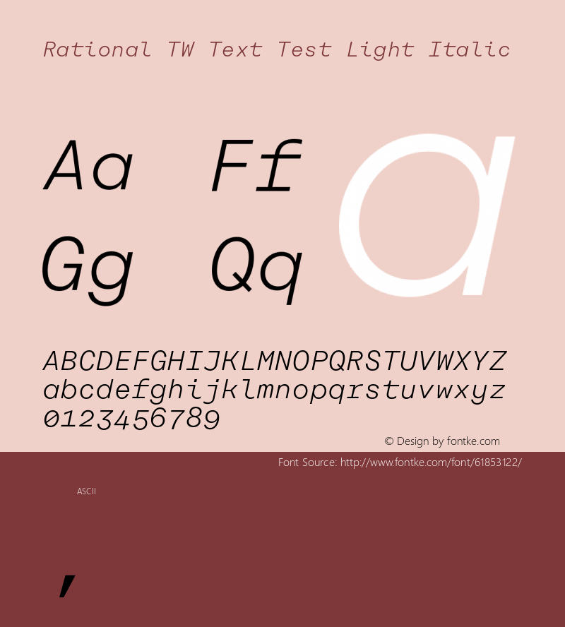 Rational TW Text Test Light Italic Version 1.000;PS 001.000;hotconv 1.0.88;makeotf.lib2.5.64775图片样张