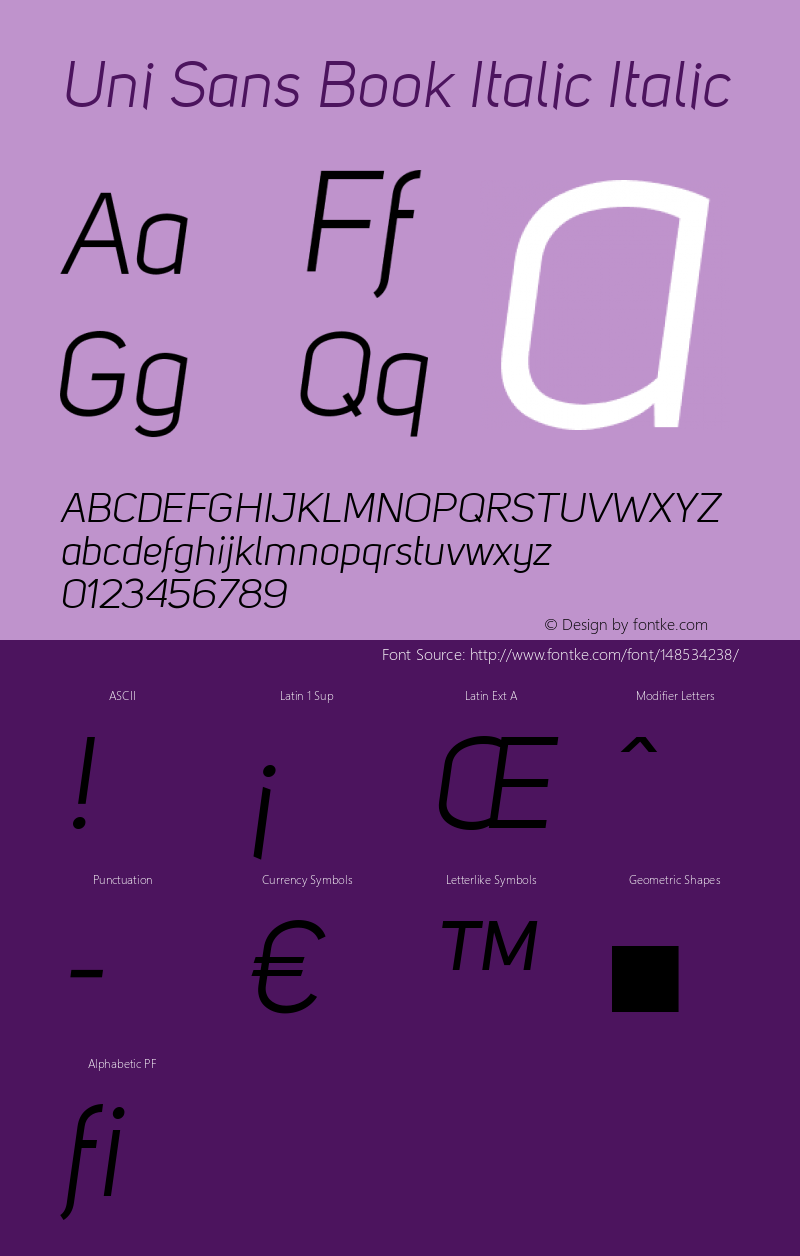 Uni Sans Book Italic Italic Version 001.001图片样张