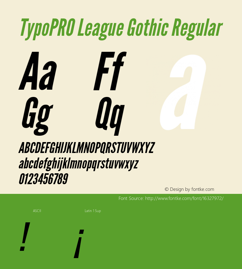 TypoPRO League Gothic Regular Version 1.001;PS 001.001;hotconv 1.0.56;makeotf.lib2.0.21325图片样张