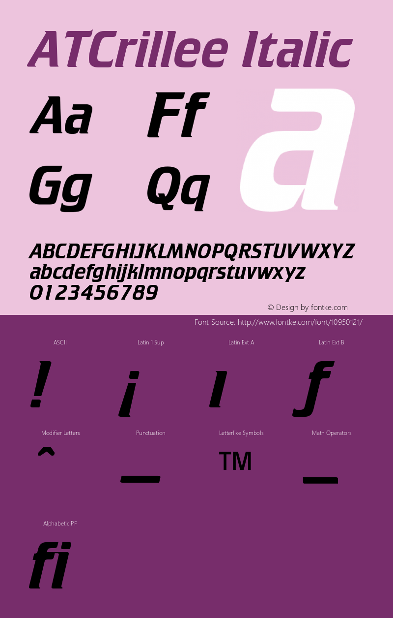 ATCrillee Italic Version 001.000图片样张