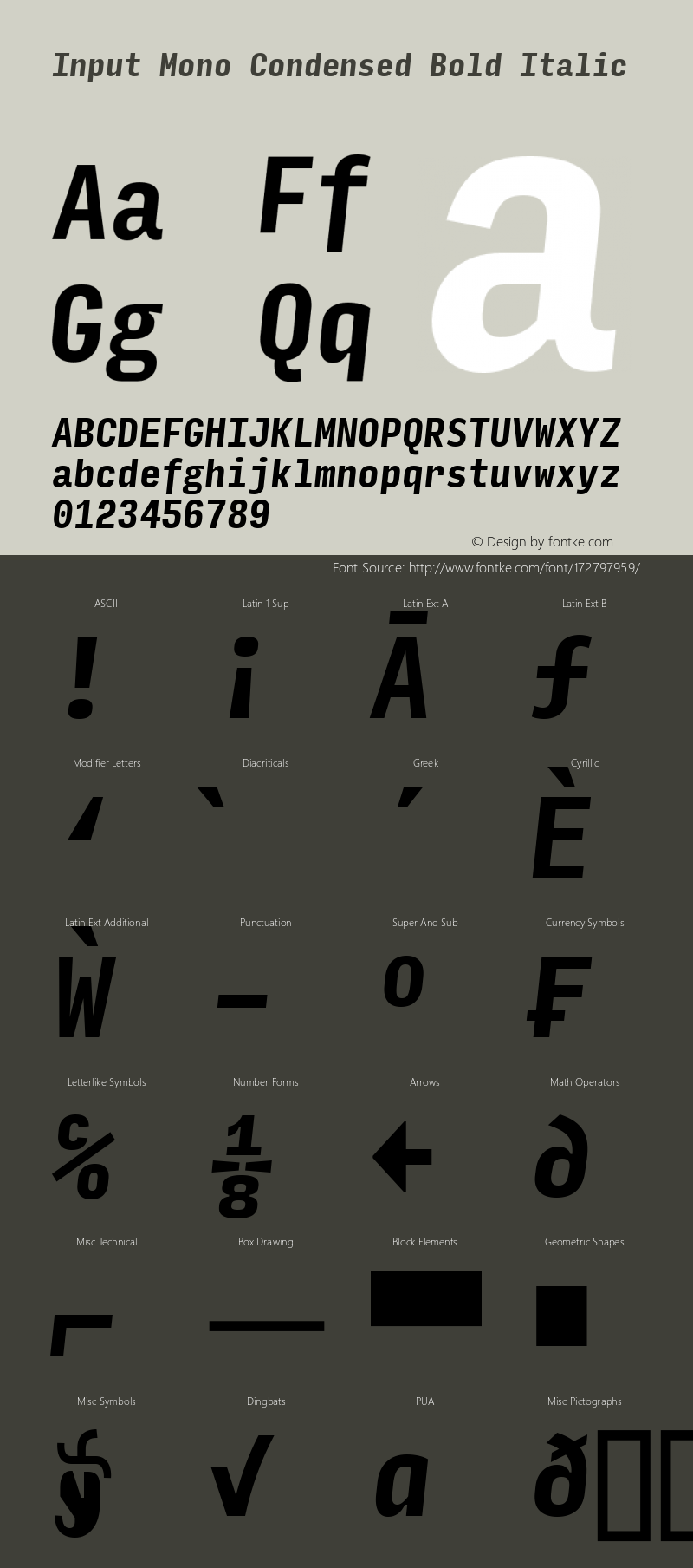 InputMonoCondensed BoldIta Version 0.000;PS 0.0;hotconv 1.0.72;makeotf.lib2.5.5900图片样张