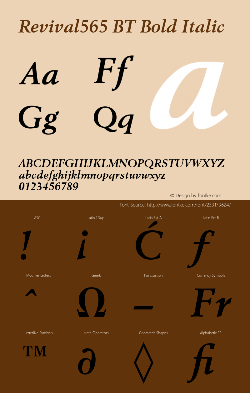 Revival565 BT Bold Italic Version 1.01 emb4-OT图片样张