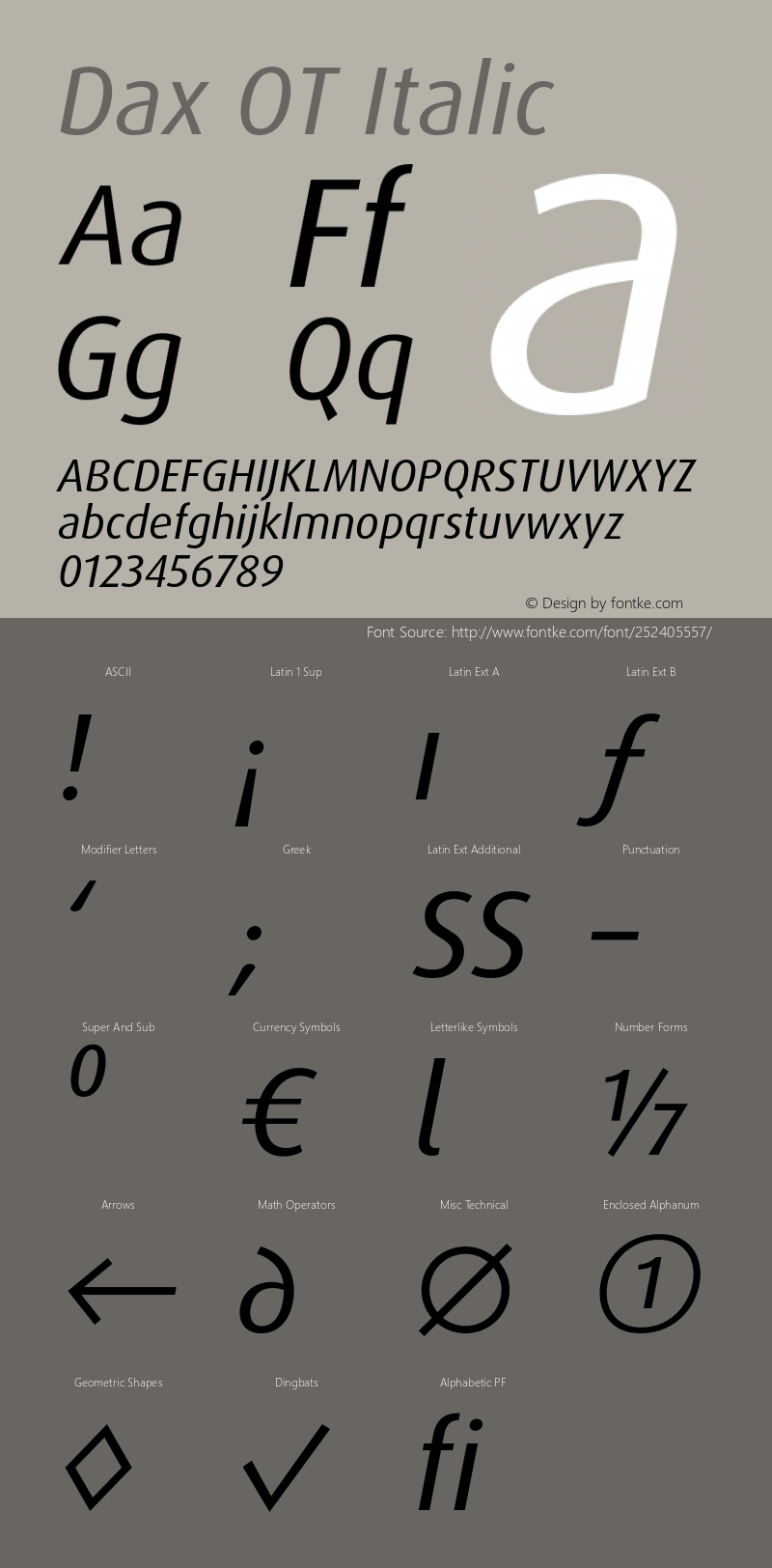 Dax OT Italic Version 7.504; 2005; Build 1025图片样张