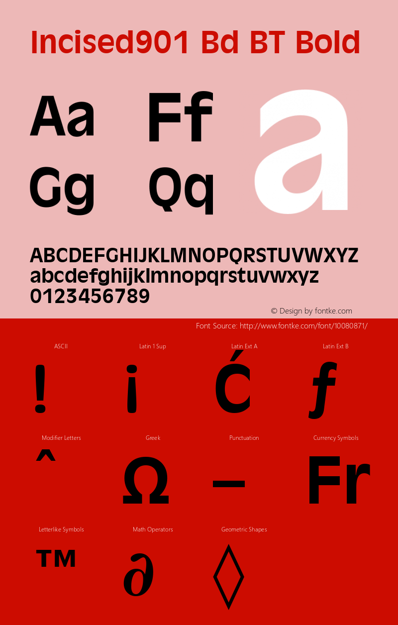 Incised901 Bd BT Bold mfgpctt-v4.4 Dec 22 1998图片样张