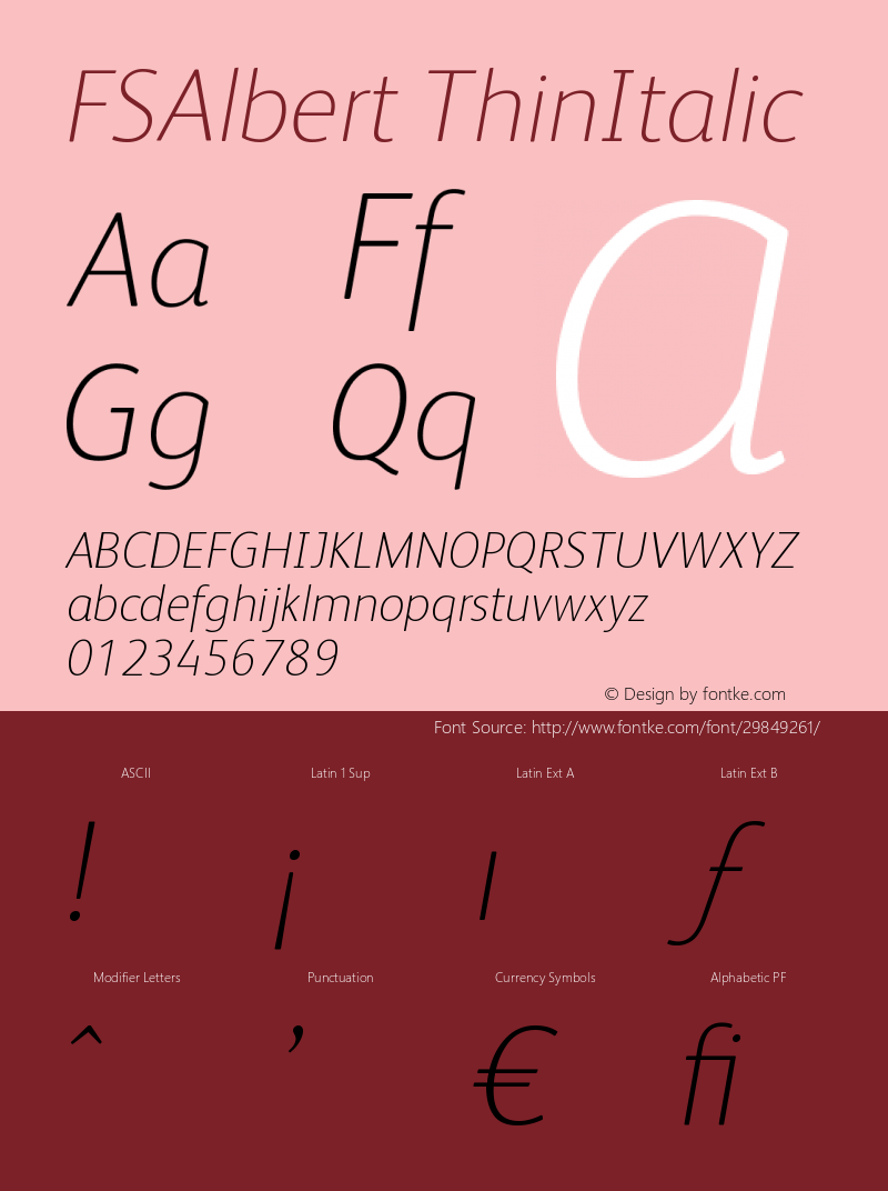 FSAlbert ThinItalic Version 001.000图片样张