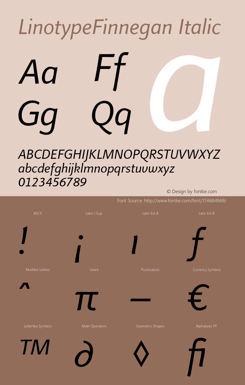 LinotypeFinnegan-Italic 005.000图片样张