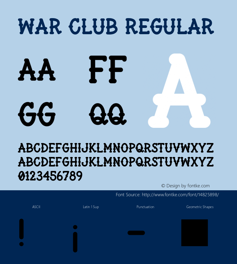 War Club Regular Version 1.000;PS 001.000;hotconv 1.0.70;makeotf.lib2.5.58329图片样张