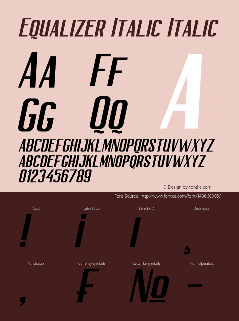 Equalizer Italic Italic Version 1.00;March 19, 2021;FontCreator 12.0.0.2567 64-bit图片样张