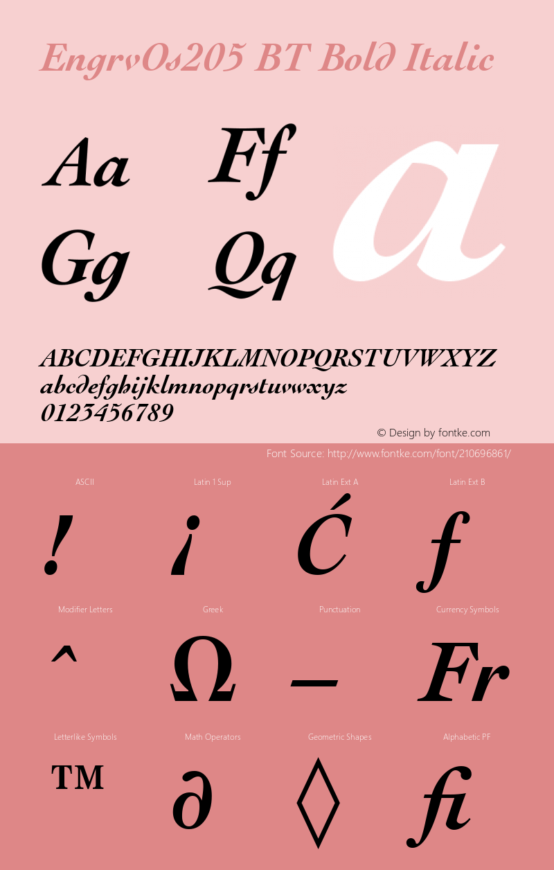 EngrvOs205 BT Bold Italic Version 1.01 emb4-OT图片样张