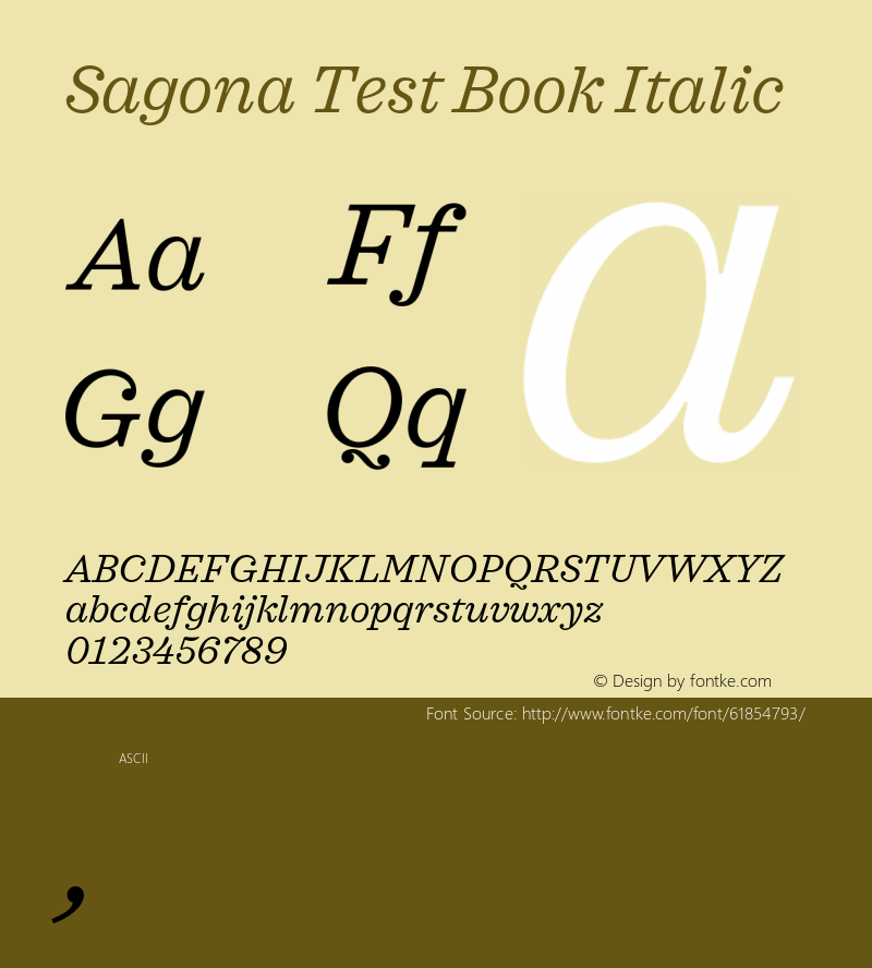 Sagona Test Book Italic Version 1.000;PS 001.000;hotconv 1.0.88;makeotf.lib2.5.64775图片样张