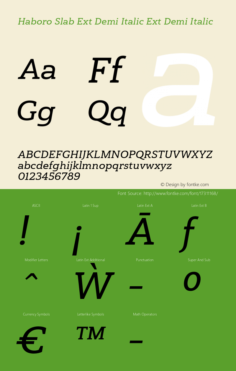 Haboro Slab Ext Demi Italic Ext Demi Italic Version 1.000图片样张