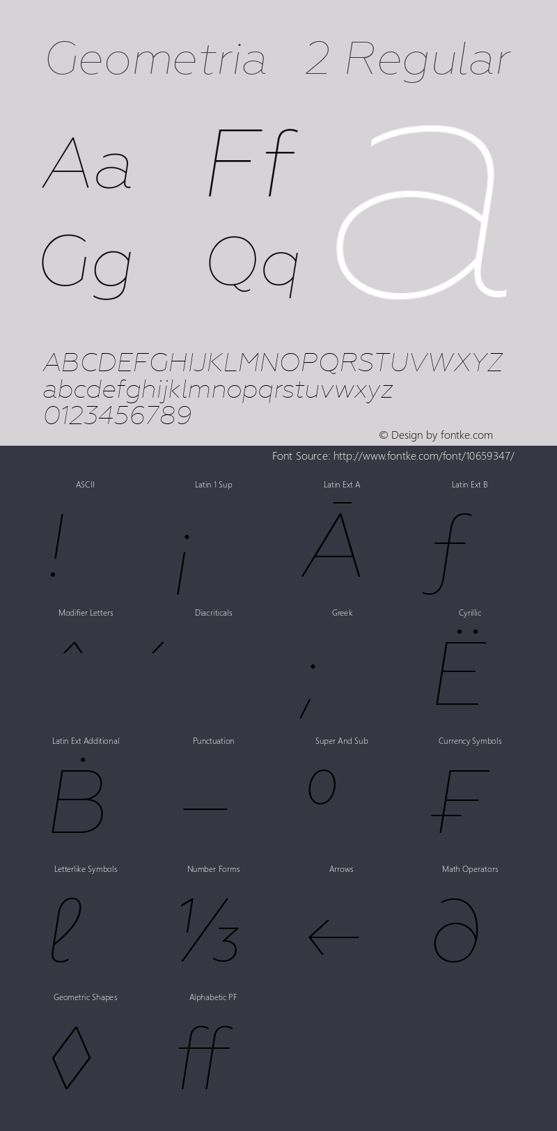 Geometria   2 Regular Version 1.000;com.myfonts.easy.brownfox.geometria.thin-italic.wfkit2.version.45KB图片样张