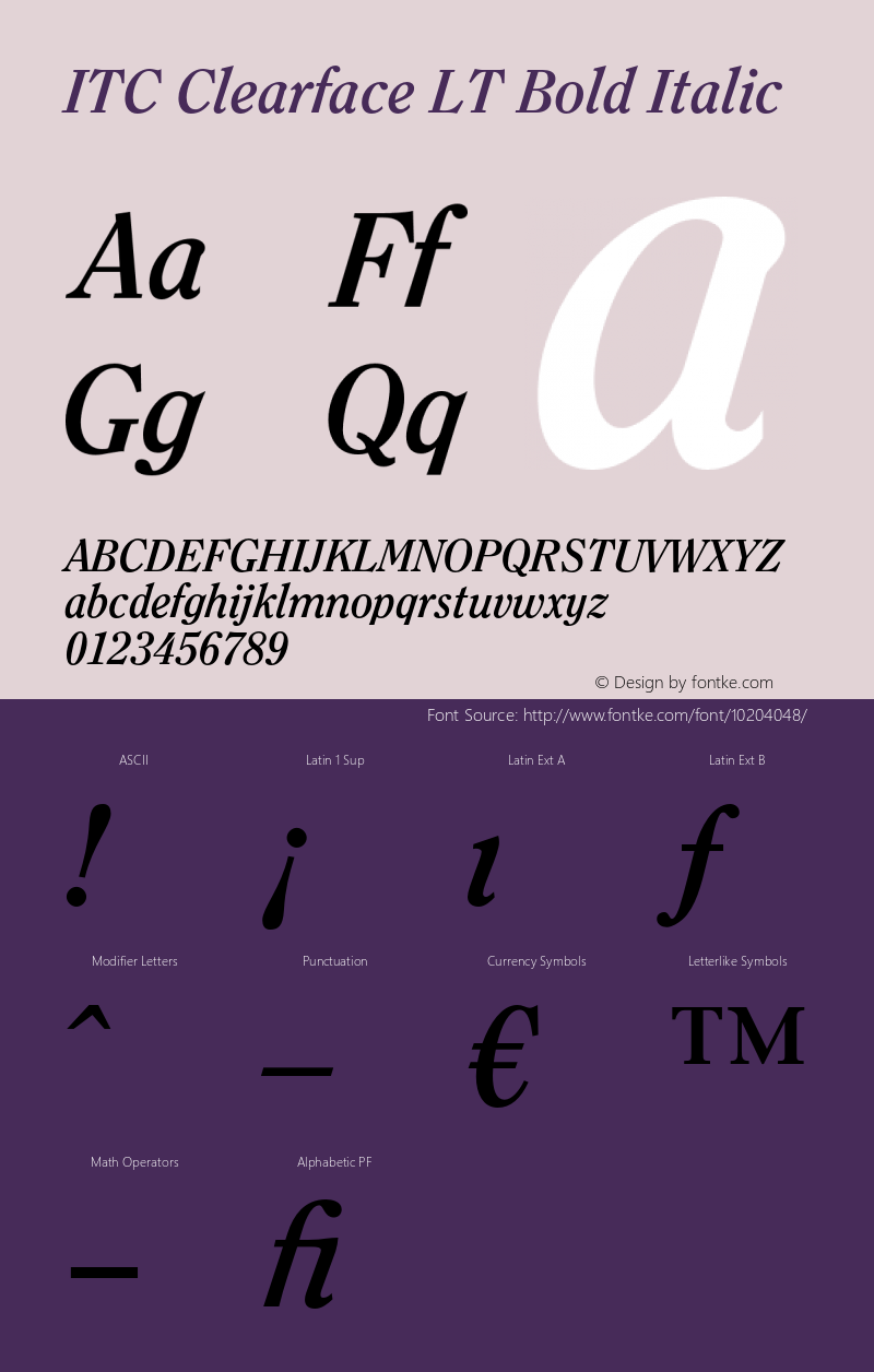 ITC Clearface LT Bold Italic 006.000图片样张