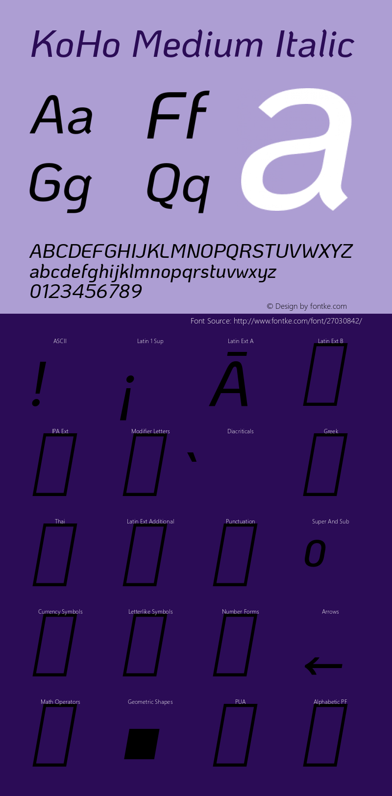 KoHo Medium Italic Version 1.000; ttfautohint (v1.6)图片样张