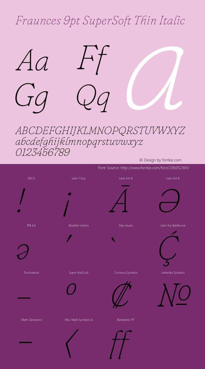 Fraunces 9pt SuperSoft Thin Italic Version 1.000;[b76b70a41]图片样张